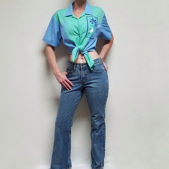 VINTAGE 1990s Jordache Stone Wash Mid Rise Distressed Flared Jeans 4 - Picture 2 of 10